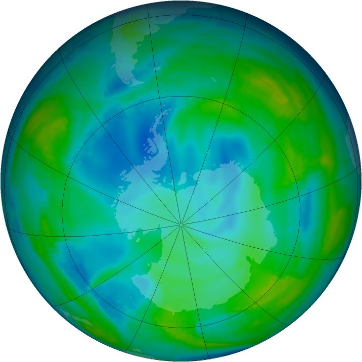 Antarctic ozone map for 25 May 1998